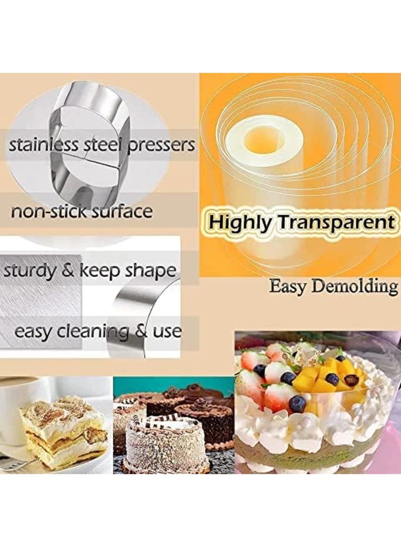 9-Piece 3.15 Inch Food Display Ring Set - Stainless Steel Round and Square Cake Mold With 3 Inch Ring and Cooking Press for Baking Cakes and Pastries - Image 3