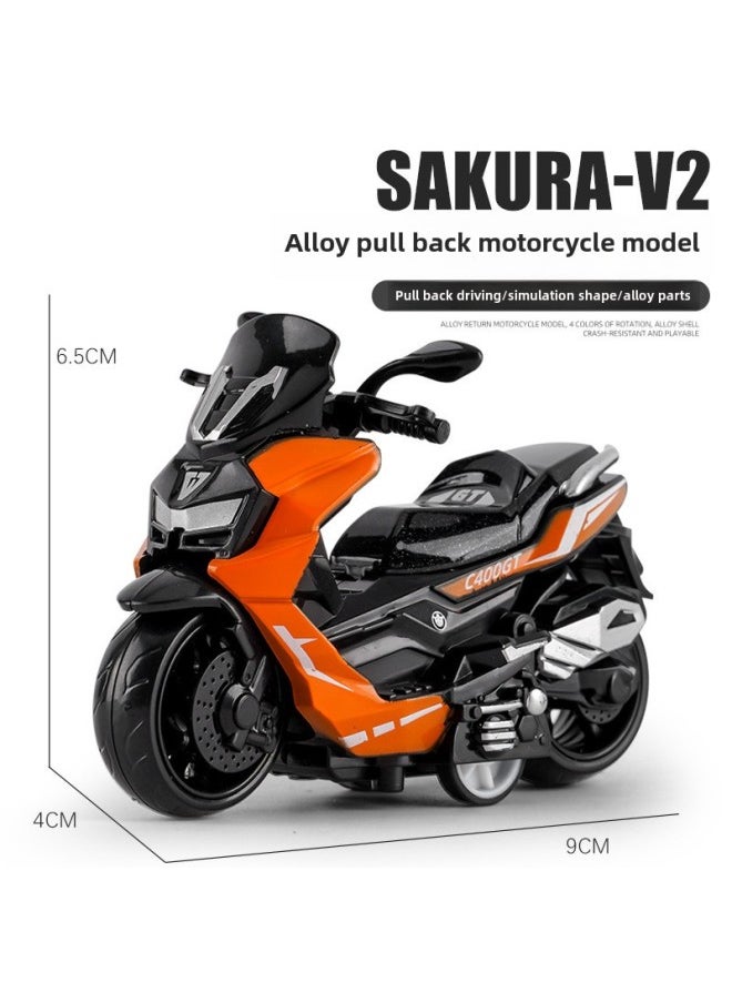 Alloy Pull Back Motorcycle Simulation Pedal Toy Car Model Keychain Pendant Gift Clip Doll Gift-Color:Orange Pedal Alloy Motorcycle (pull Back, No Packaging)  - Image 1