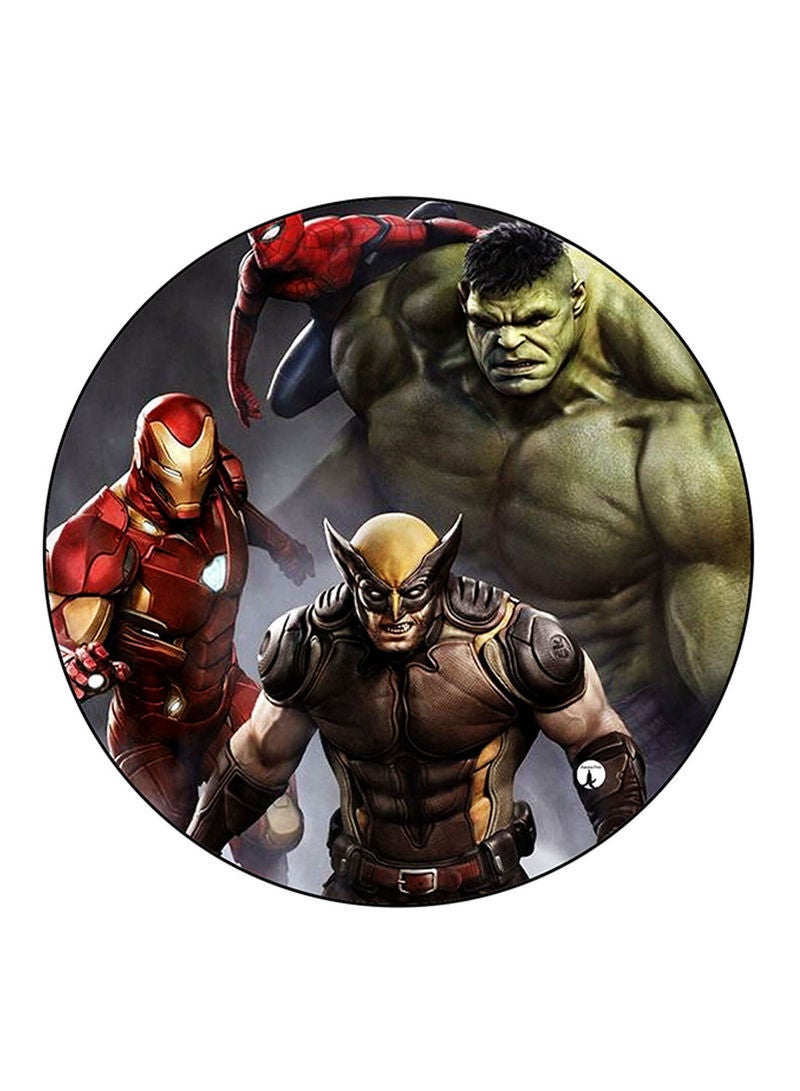 Superheroes Printed Mouse Pad  Round  Multicolour