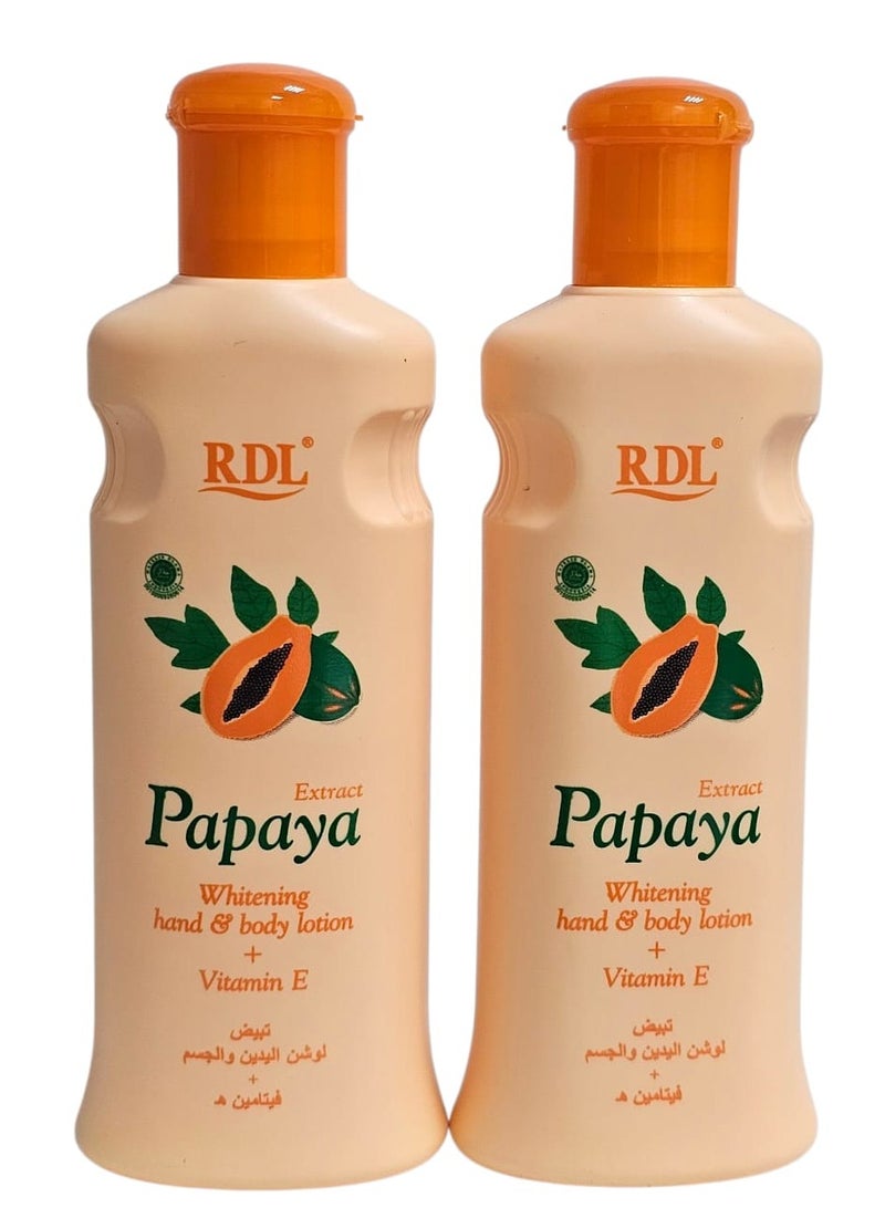ار دي ال لوشن البابايا  تبييض اليدين والجسم 200مل من عبوتين مع فيتامين ه