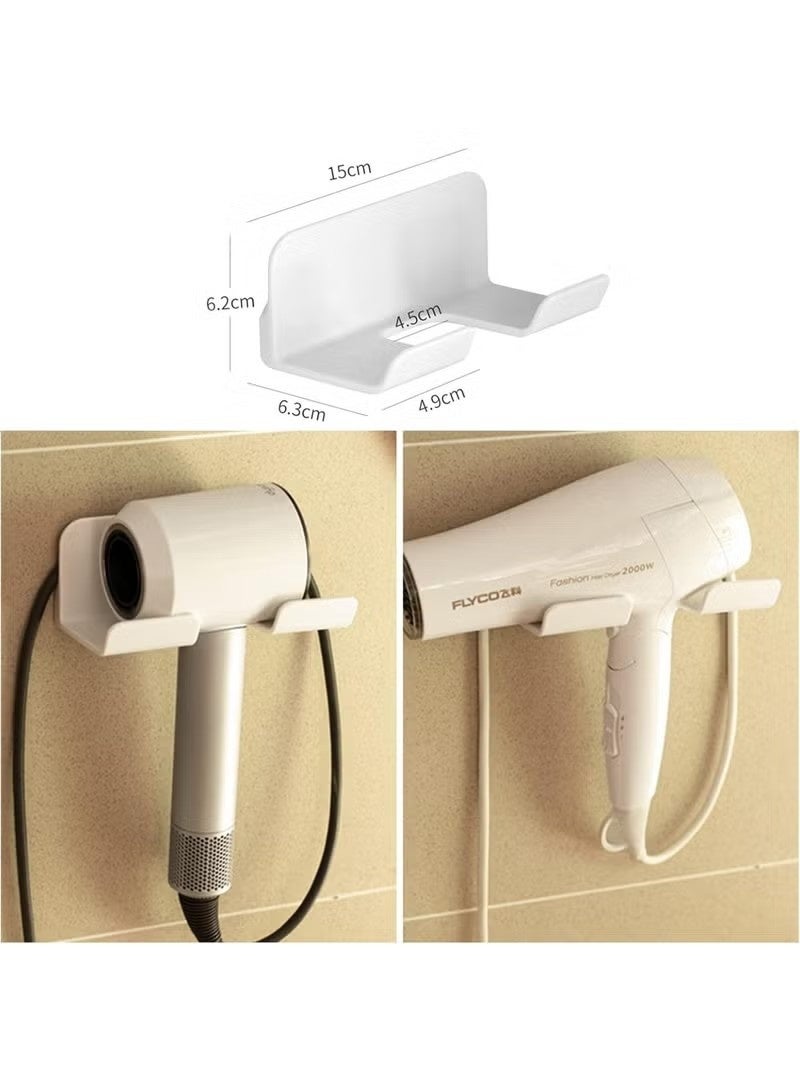 Universal Hair Dryer Holder, Self Adhesive Wall Mount Stand for Most Brand/Size Hair Blow Dryer Hair Dryer Organizer Rack with Plug&Wire Hook for Bathroom - Image 2