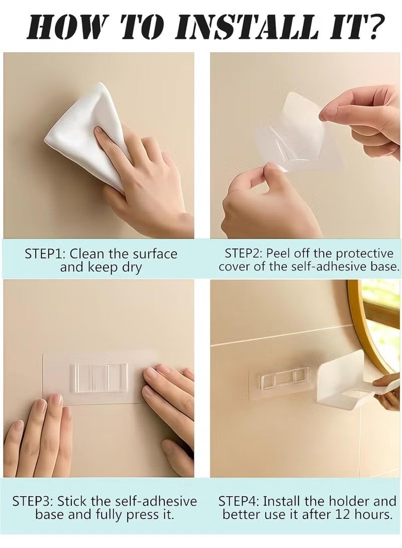 Universal Hair Dryer Holder, Self Adhesive Wall Mount Stand for Most Brand/Size Hair Blow Dryer Hair Dryer Organizer Rack with Plug&Wire Hook for Bathroom - Image 4