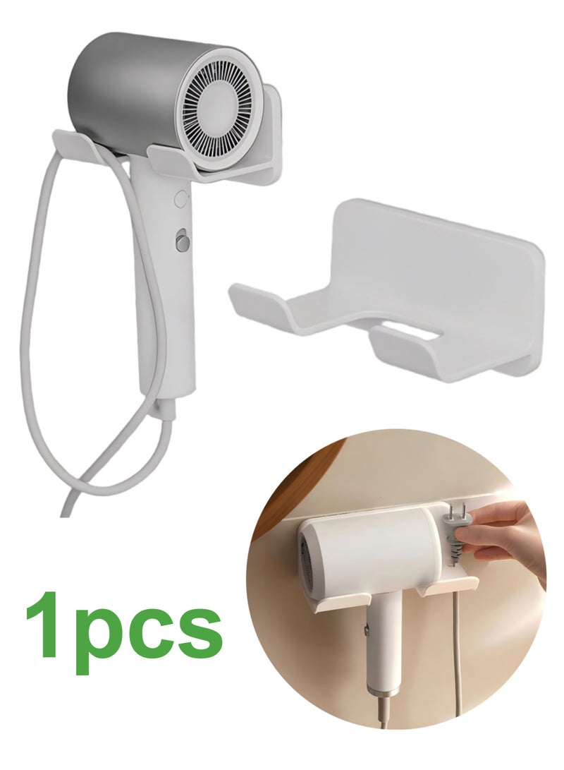 Universal Hair Dryer Holder, Self Adhesive Wall Mount Stand for Most Brand/Size Hair Blow Dryer Hair Dryer Organizer Rack with Plug&Wire Hook for Bathroom - Image 1