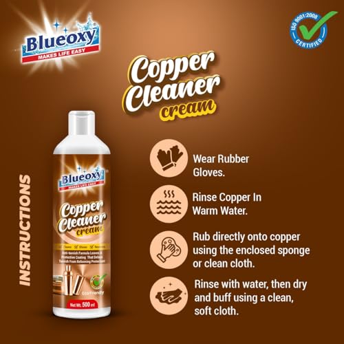 Blueoxy Copper & Brass Cleaner Cream | Tarnish Remover | Cleaner & Polish with Corrosion Inhibitor | Brass Tarnish Remover | 500 ML - Image 3