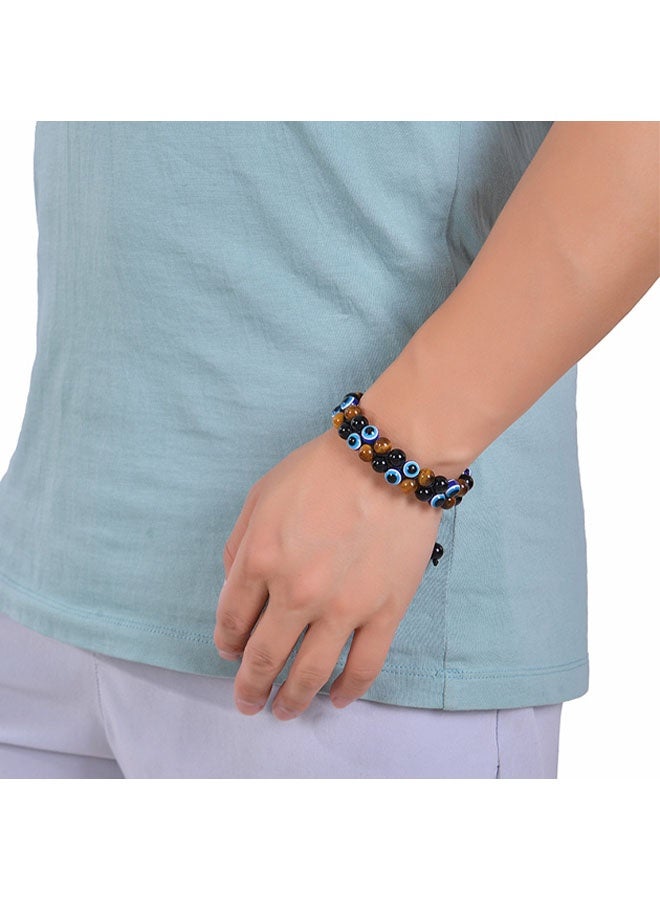 سوار من حجر عين النمر الأسود من حجر السج الهيماتيت للاسترخاء والتخلص من القلق، مصنوع من الخرز والحماية الثلاثية، أساور من أحجار كريمة لشاكرا للنساء - Image 4