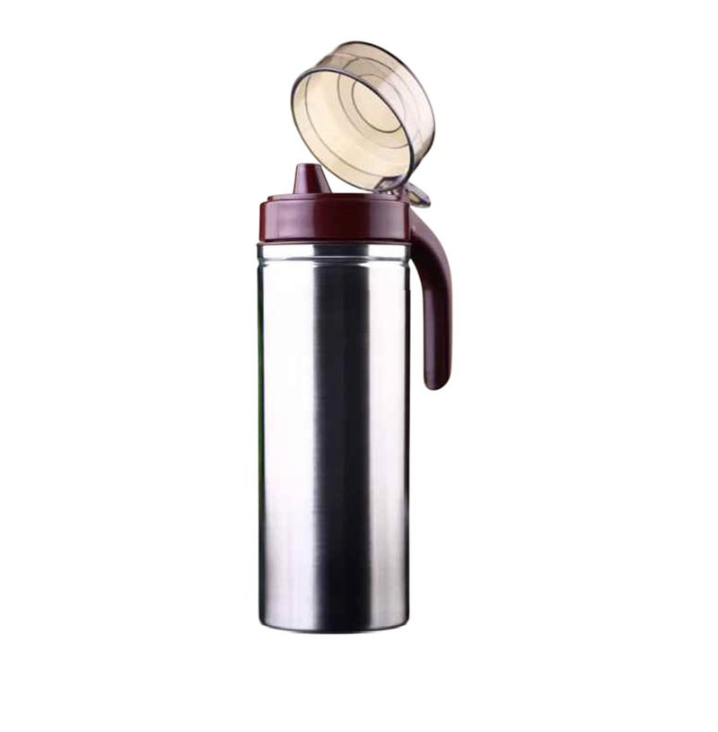SHOPOBOX Steel Stainless Oil Dispenser Bottle Cooking Olive Oil Container for Kitchen with Handle Dust Free Cap Cover Leak Proof Oil Bottle Oil Pot Pourer Jar Oil Cans 1000 ml - Image 1