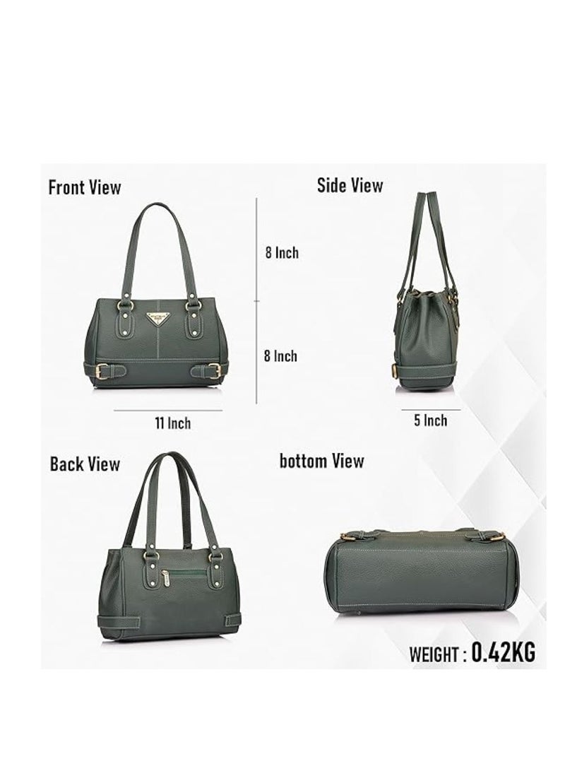 Fostelo Handbag For Women And Girls | Ladies Purse Faux Leather Satchel Bag | Woman Gifts | Wedding Gifts For Women | Women 3 Compartments Bag | Travel Purse Hobo Bag | 5 Pockets Shoulder Bag  - Image 4