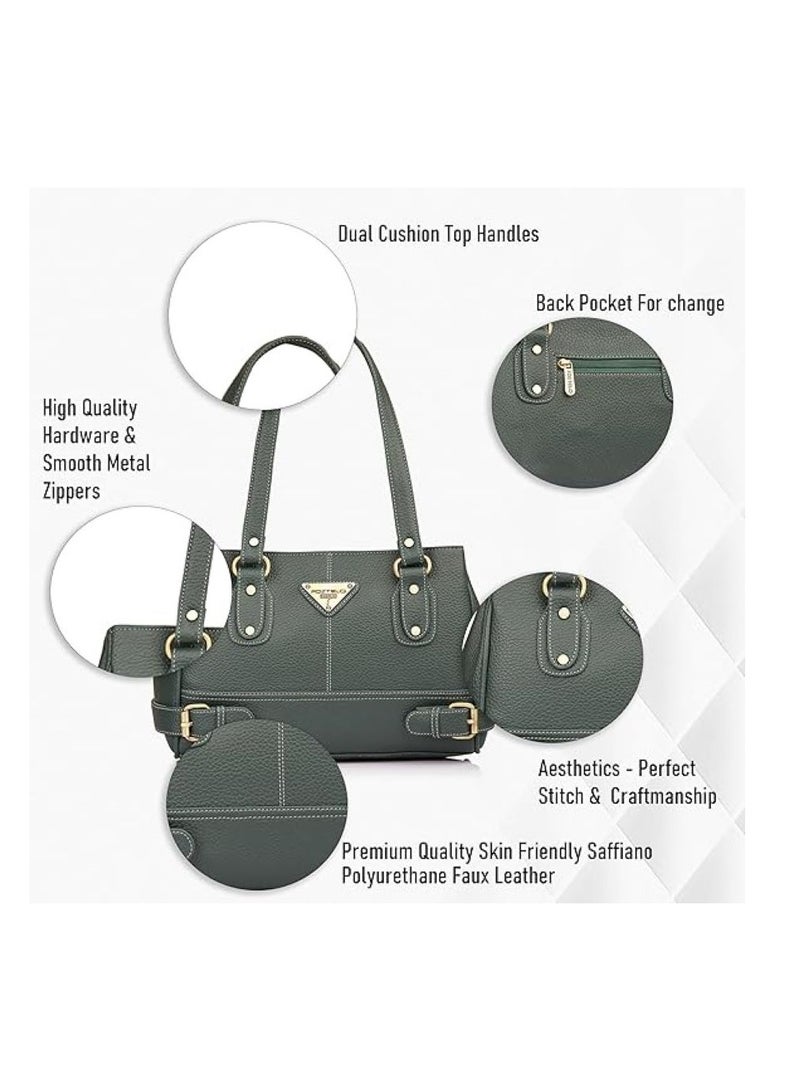 Fostelo Handbag For Women And Girls | Ladies Purse Faux Leather Satchel Bag | Woman Gifts | Wedding Gifts For Women | Women 3 Compartments Bag | Travel Purse Hobo Bag | 5 Pockets Shoulder Bag  - Image 2