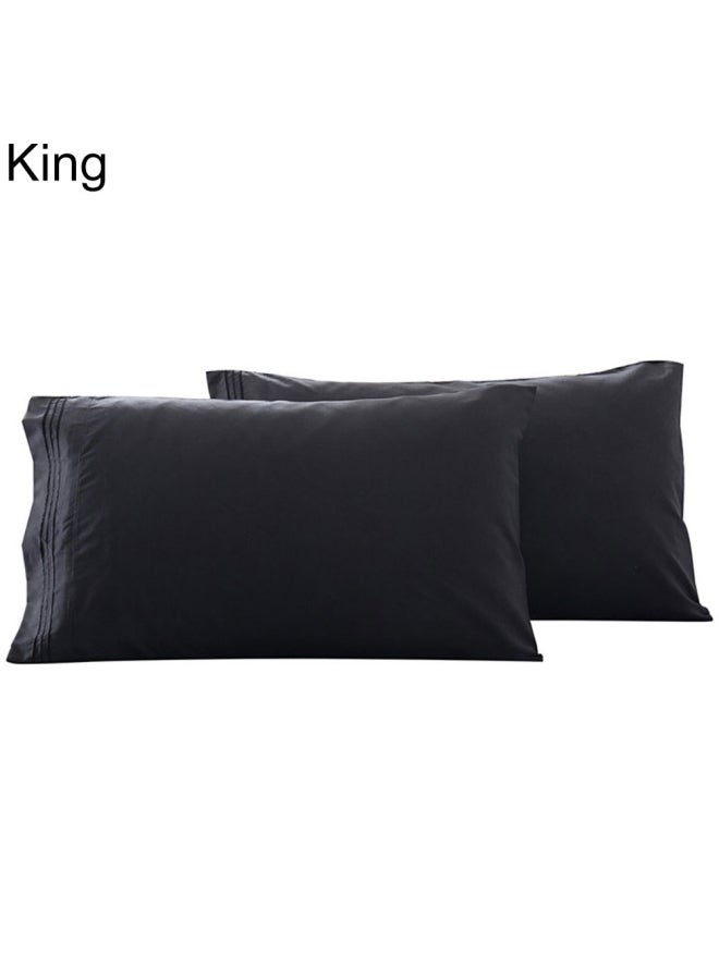 NIBEMINENT 2-Piece Stylish Solid Pillow Case polyester Black 14x11x2cm