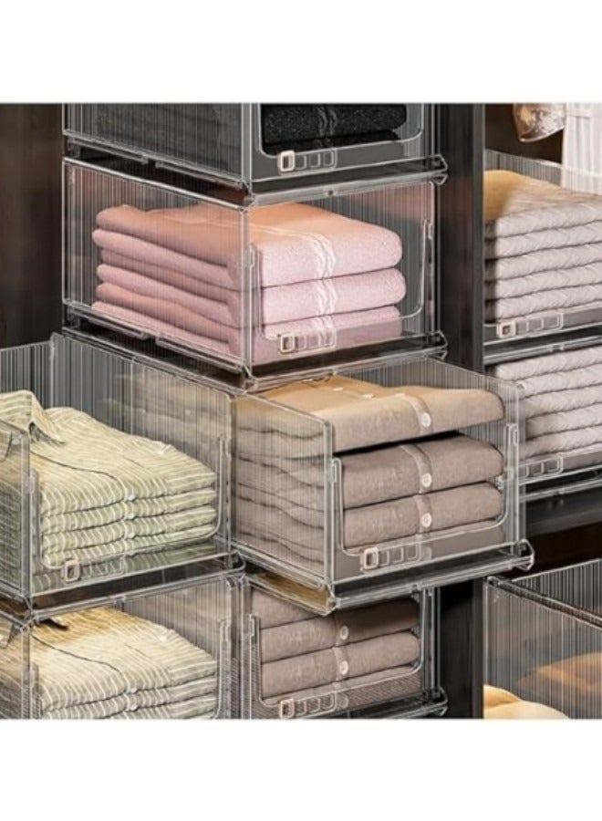 1-Piece Clear Plastic Stackable Clothes Storage Foldable Pull out Drawers Bins for Closet,48*33*25cm - Image 1