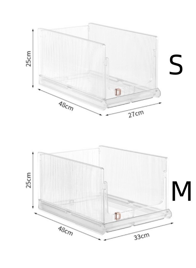 1-Piece Clear Plastic Stackable Clothes Storage Foldable Pull out Drawers Bins for Closet,48*33*25cm - Image 3