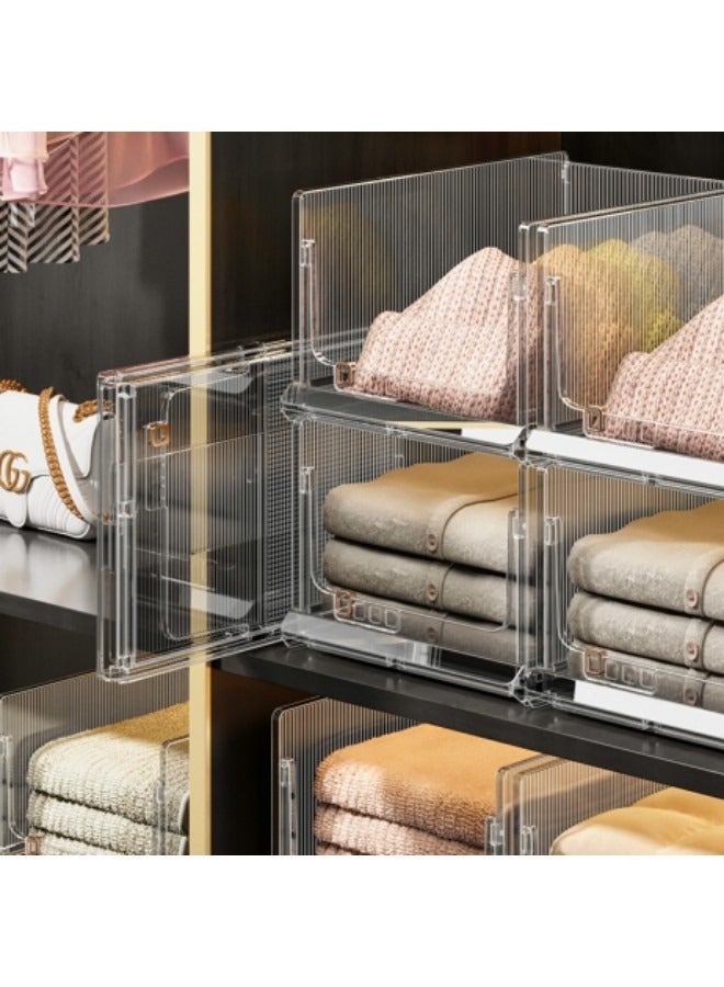 1-Piece Clear Plastic Stackable Clothes Storage Foldable Pull out Drawers Bins for Closet,48*33*25cm - Image 4