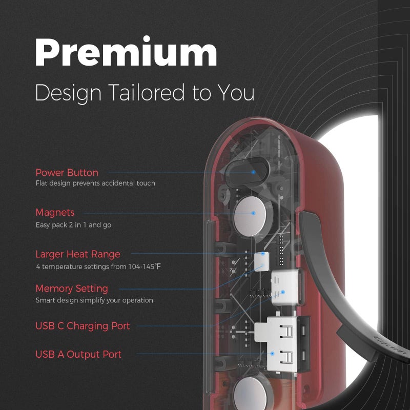 OCOOPA سخانات يد OCOOPA قابلة لإعادة الشحن 2 حزمة، سخان يد كهربائي مغناطيسي، 16 ساعة من الدفء 4 مستويات حرارة تصل إلى 137 درجة فهرنهايت، شاحن محمول USB-C بسعة 10000 مللي أمبير، رينود، جولف، هدايا تقنية للرجال، اتحاد UT2s (MagTwins) - Image 3