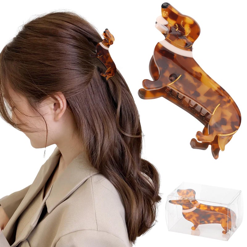 Hapdoo Dachshund Gifts for Women, Acetate Animal Dachshund Dog Hair Clips for Puppy Lovers Gifts, Cute Pet Hair Accessories Stocking Stuffers for Christmas, Birthday, Mother's Day - Image 1