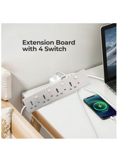 Duravel Duravel 4 Way-Socket Power Strip with Individual Switches, White, Universal Outlets with LED Indicators Without Cable  - Image 4