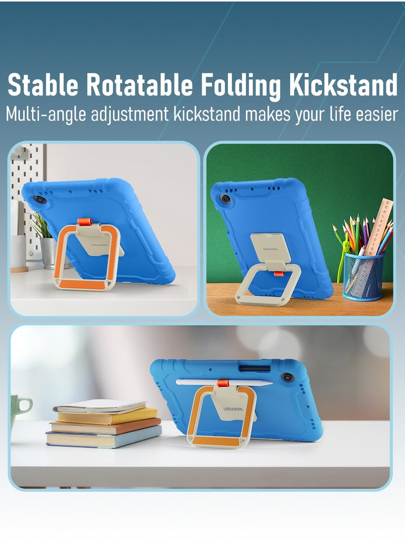 Moxedo - Moxedo Rugged Protective EVA Foam Silicone Kids Case Cover, Shockproof Foldable 360 Rotatable Stand Handle Grip with Pencil Holder Compatible for Samsung Galaxy Tab A8 Case 10.5-inch (Sky Blue) - Image 1