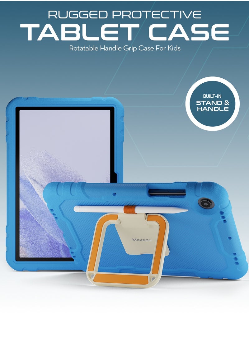 Moxedo - Moxedo Rugged Protective EVA Foam Silicone Kids Case Cover, Shockproof Foldable 360 Rotatable Stand Handle Grip with Pencil Holder Compatible for Samsung Galaxy Tab A8 Case 10.5-inch (Sky Blue) - Image 1