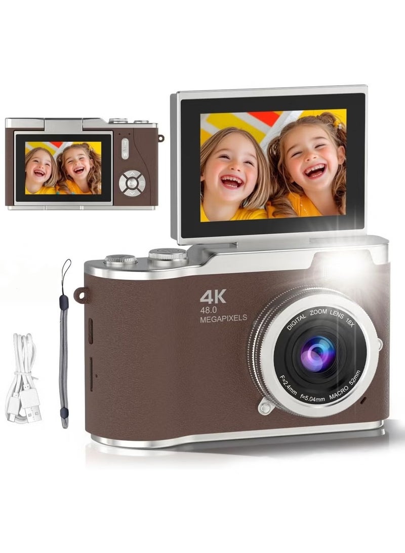 ماكرايستورم 4k CCD Digital Zoom الطالب الكاميرا الرقمية 48MP كاميرا التصوير الفوتوغرافي الرقمي المحمول 180 درجة فليب شاشة كاميرا سيلفي - Image 1