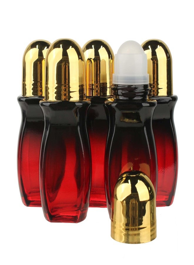 COSIDEA 5 PCS Empty 50ml 1.67oz Dark Gradient red glass body oil container roller bottles castor oil frankincense rollerball - Image 1