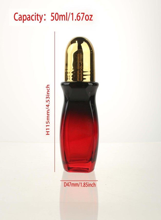 COSIDEA 5 PCS Empty 50ml 1.67oz Dark Gradient red glass body oil container roller bottles castor oil frankincense rollerball - Image 2