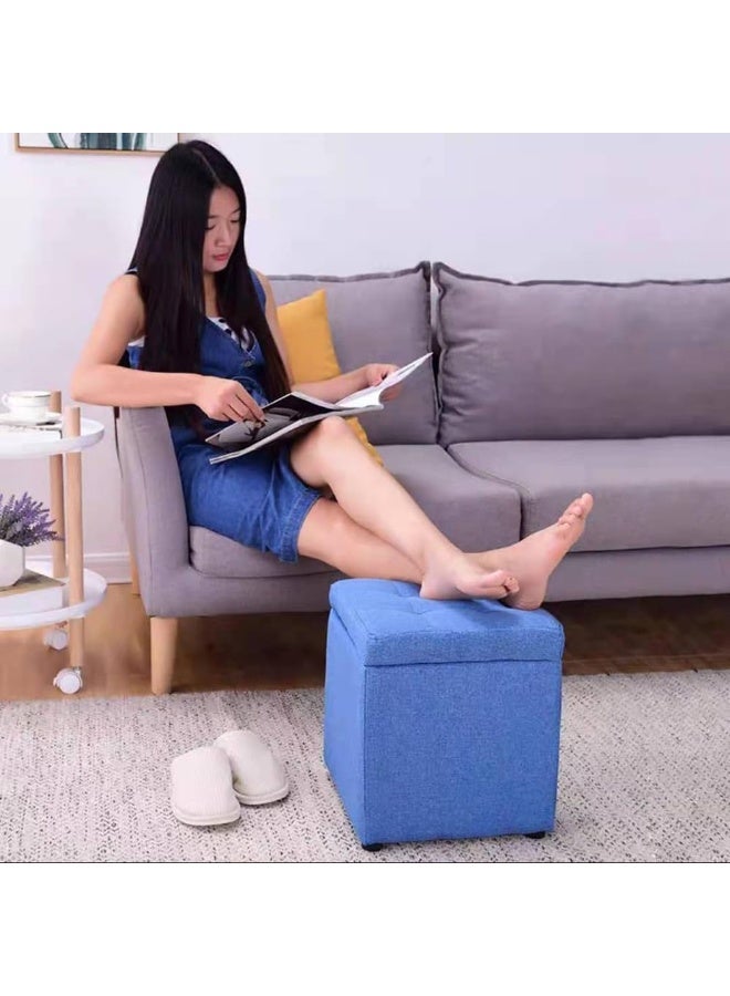 Compact Storage Ottoman Stool - 30 x 30 x 35 cm, Multifunctional Foot Rest & Storage Chest for Living Room & Entryway - Image 5