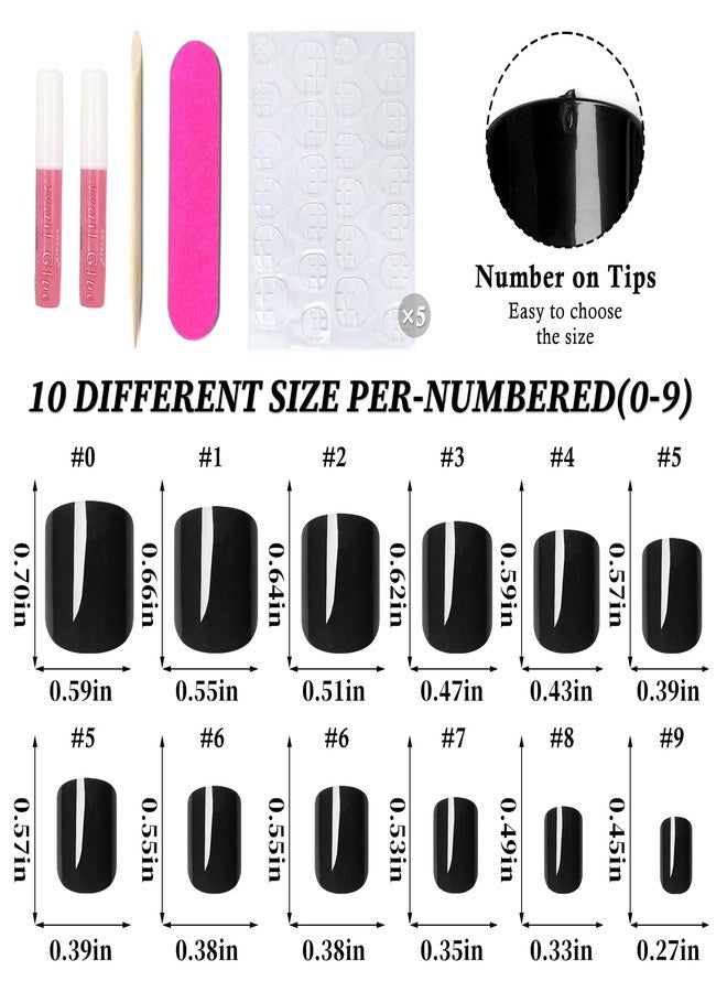 Lifextol 240PC Black Square Press on Nails Short Fake Nails with Glue Nail Sticky Tab, 12 Sizes Black Nails Press ons Acrylic Nails Press on Nails Short Square Nail Tips Artificial False Fingernails - Image 5
