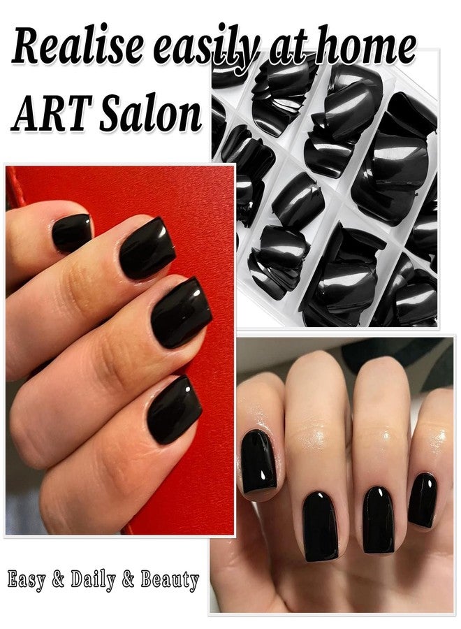 Lifextol 240PC Black Square Press on Nails Short Fake Nails with Glue Nail Sticky Tab, 12 Sizes Black Nails Press ons Acrylic Nails Press on Nails Short Square Nail Tips Artificial False Fingernails - Image 4