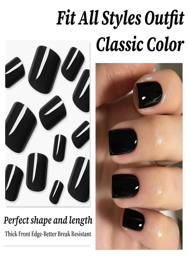 Lifextol 240PC Black Square Press on Nails Short Fake Nails with Glue Nail Sticky Tab, 12 Sizes Black Nails Press ons Acrylic Nails Press on Nails Short Square Nail Tips Artificial False Fingernails - Image 2