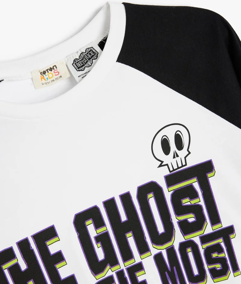 كوتون Beetlejuice T-Shirt Licensed Long Sleeve Crew Neck