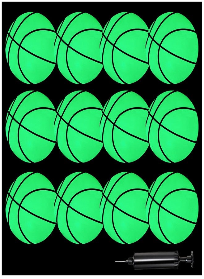 Hymaz Glow in The Dark Basketball, 12 Pack Mini Basketballs with Pump for Kids, Teens & Adults - Sports Birthday Gift for Basketball Hoop Pool Party Favor Night Game - Image 1