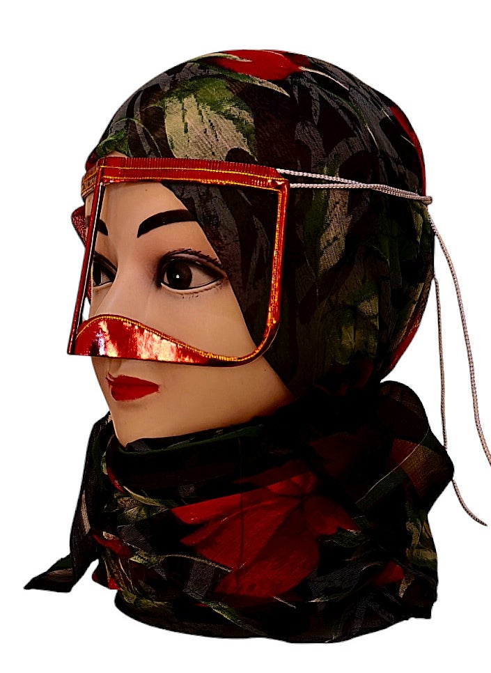 ماركة غير محددة برقع ريكسين أحمر، قناع وجه بتولة العربي التقليدي 2 قطعة  - Image 2
