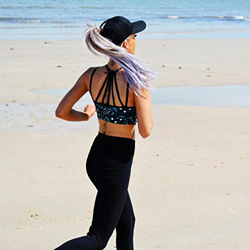 Eohak Ponytail Baseball Hat Distressed Retro Washed Womens Twill Black - Image 3