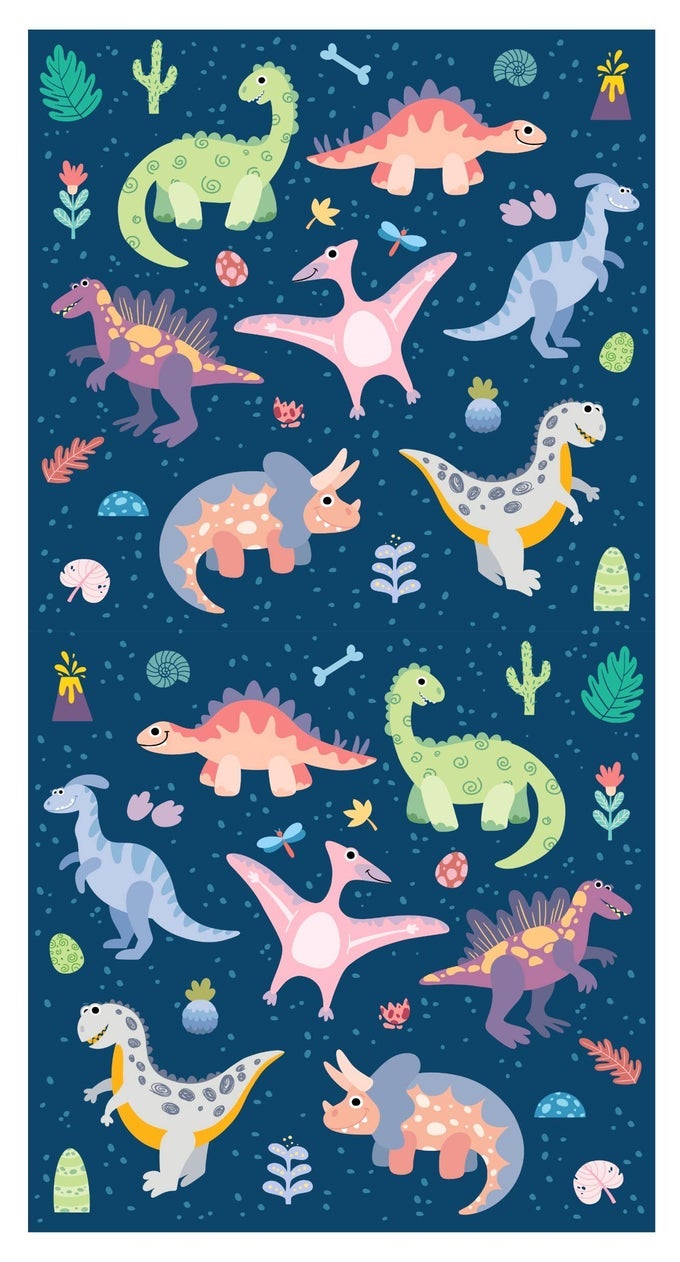 CHILDRENS DINOSAUR BATH TOWEL 100 COTTON 70 X 140 CM