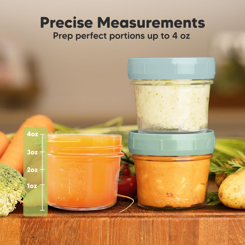 KeaBabies 6pk 4oz Glass Baby Food Containers - Leak-Proof, Microwavable Small Baby Glass Jars with Lids, Baby Food Storage Containers, Baby Snack Containers, BPA-Free Baby Food Jars (Musk Dusk) - Image 3