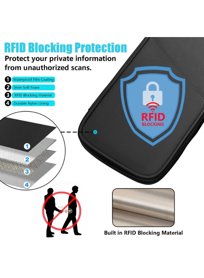 أوشيما حامل جواز سفر عائلة كبيرة، محفظة جواز سفر للسفر، جهاز تنظيم وثيقة السفر مثالى للاحتفاظ بجواز سفرك وبطاقات الهوية وتذاكر الرحلة - Image 4