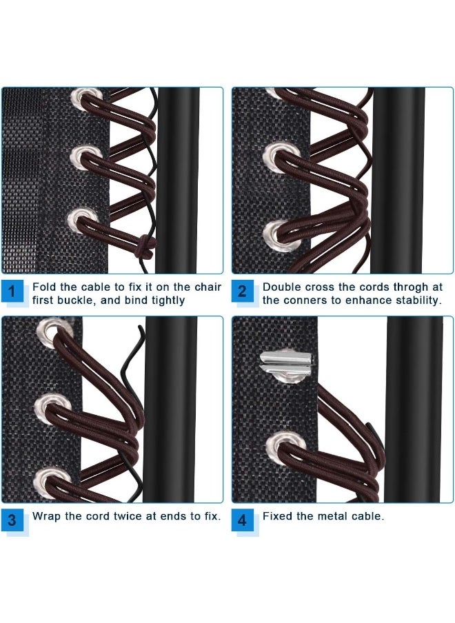 COITEK Replacement Cord for Zero Gravity Chair 4 Cord, Brown Repair Cord Elastic for Zero Gravity Chair Recliners Chair Replacement Laces Cord Kit for Lounge Chair, Bungee Beach Chair