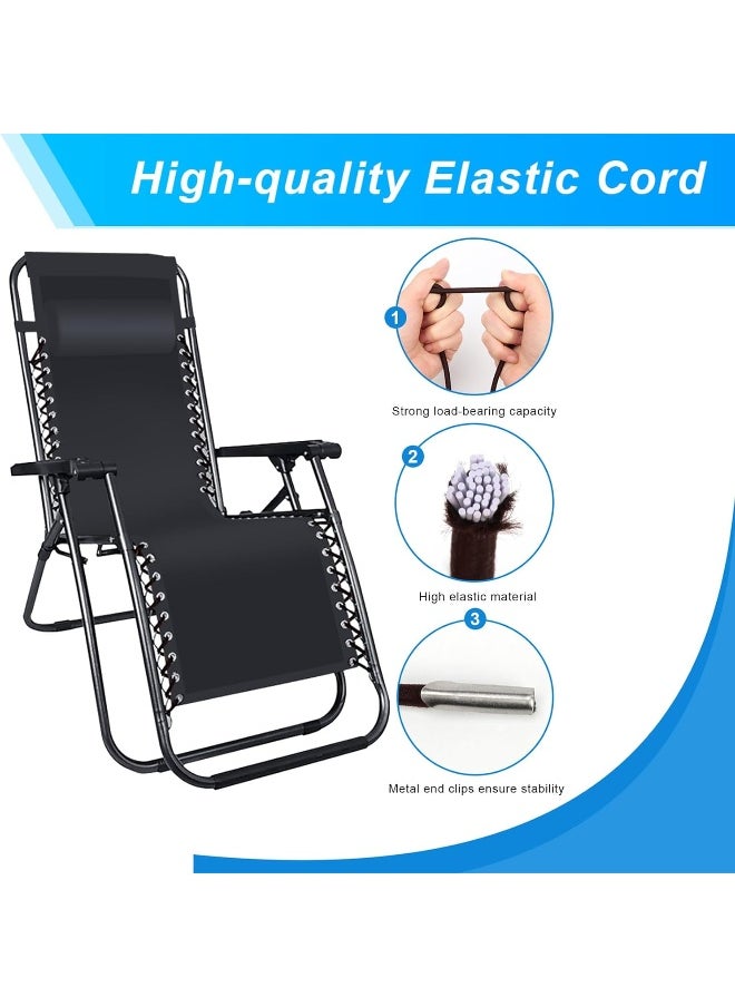 COITEK Replacement Cord for Zero Gravity Chair 4 Cord, Brown Repair Cord Elastic for Zero Gravity Chair Recliners Chair Replacement Laces Cord Kit for Lounge Chair, Bungee Beach Chair