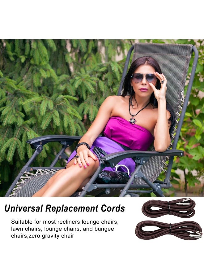COITEK Replacement Cord for Zero Gravity Chair 4 Cord, Brown Repair Cord Elastic for Zero Gravity Chair Recliners Chair Replacement Laces Cord Kit for Lounge Chair, Bungee Beach Chair