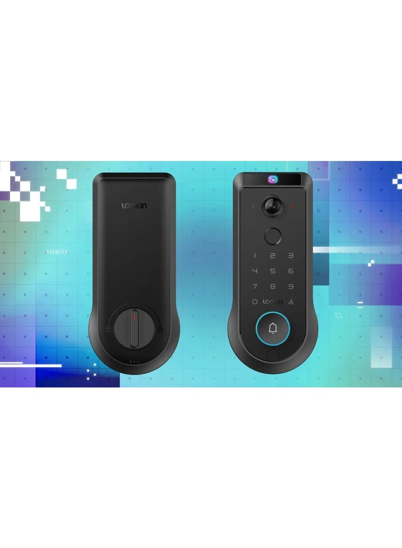 Lockin Veno Pro Palm Vein Video Smart Lock with 2K 180° Camera, Fingerprint Recognition, AI Motion Detection, IP65 Weatherproof, Remote App Control, 32GB Built-in Storage - Image 1