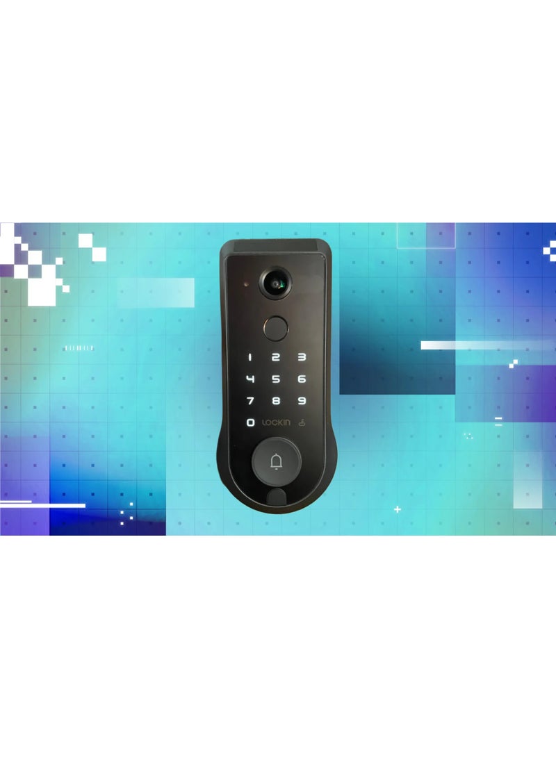 Lockin Veno Pro Palm Vein Video Smart Lock with 2K 180° Camera, Fingerprint Recognition, AI Motion Detection, IP65 Weatherproof, Remote App Control, 32GB Built-in Storage - Image 2