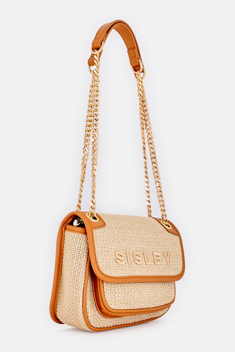 SISLEY Women Brand Logo Shoulder Bag, Beige - Image 3
