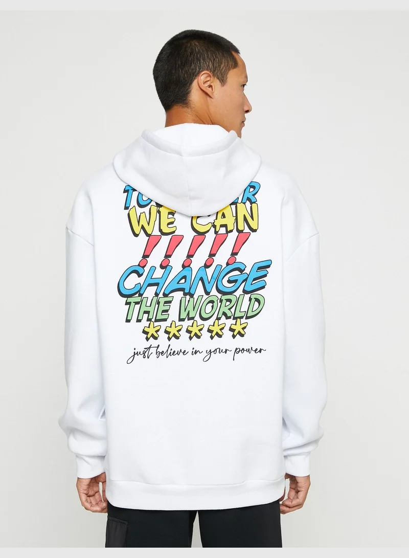 KOTON Oversized Sweat Hooded Printed