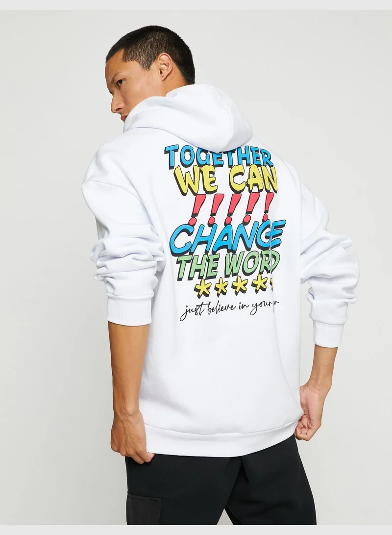 KOTON Oversized Sweat Hooded Printed