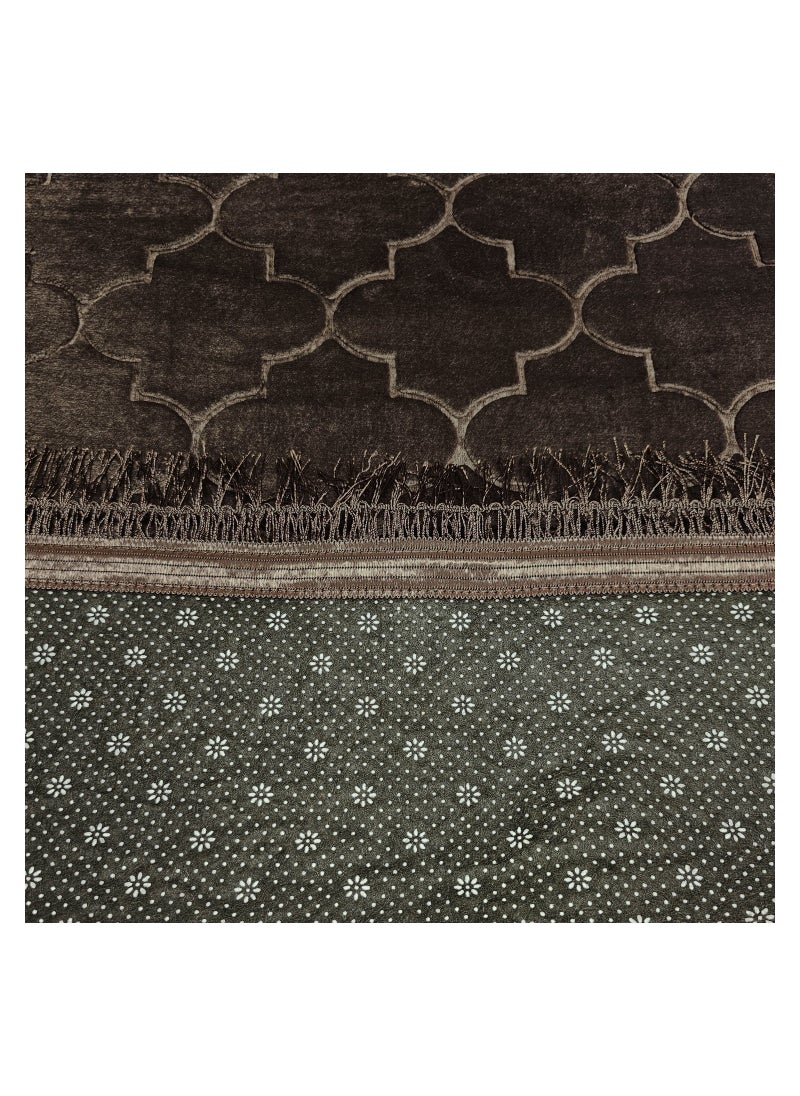 Fabienne Embossed Prayer Mat Dark Brown 80x120cm Large Size Anti-Slip Velvet Top Thick Padded Prayer Rug Dome Design Sajadah Prayer Carpet for Men Women Eid Gift Ramadan  - Image 2