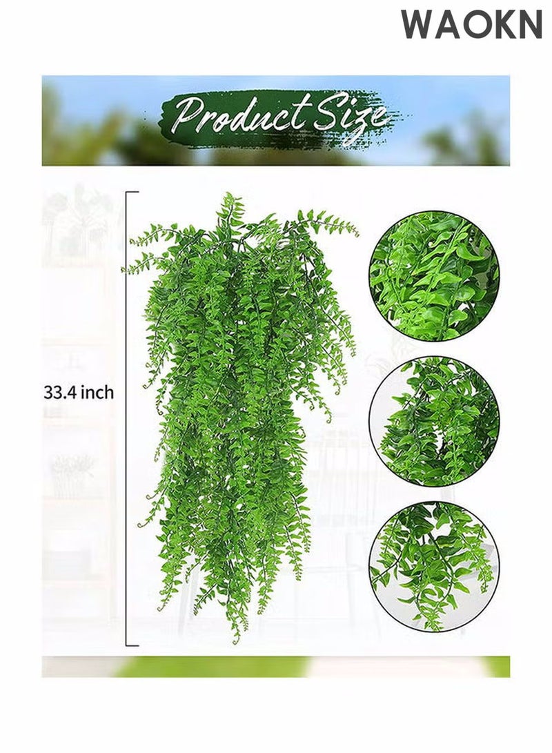 WAOKN 2-Piece Artificial Ivy Leaf Boston Fern Fake Greenery Green with Realistic Faux Leaves Eco-Friendly Fake Hanging Plant with Pot Decor for Home and Office Indoor and Outdoor Garden Shelf - Image 2