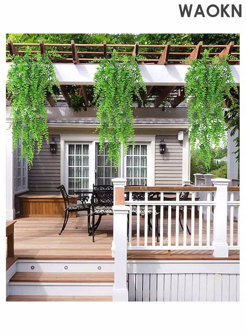 WAOKN 2-Piece Artificial Ivy Leaf Boston Fern Fake Greenery Green with Realistic Faux Leaves Eco-Friendly Fake Hanging Plant with Pot Decor for Home and Office Indoor and Outdoor Garden Shelf - Image 4
