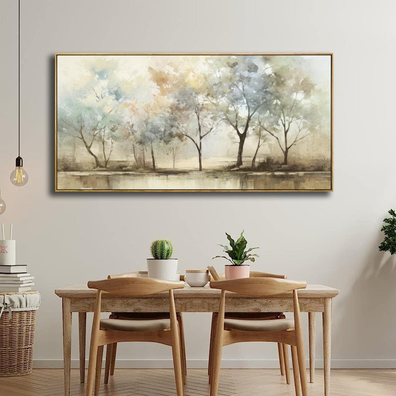 VHMING Abstract Wall Art Artwork Retro Trees Pictures Decor Canvas Painting Framed Ready to Hang Living Room Bedroom and Office Wall Decor 20x40 Inch - Image 3