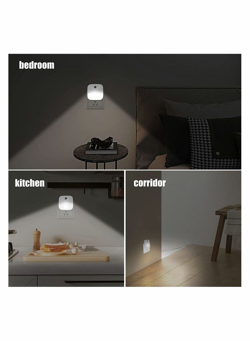 SYOSI 4 Pack Night Light Plug In Smart Light Automated On And Off Wall Light for Hallways Bedrooms Bathrooms Kitchens Stairs White Light Intelligent Induction Bedside Lamp Energy Saving Light Control - Image 3