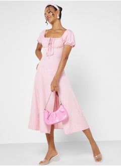 Ginger Square Neck A Line Dress With Side Slit  - Image 1