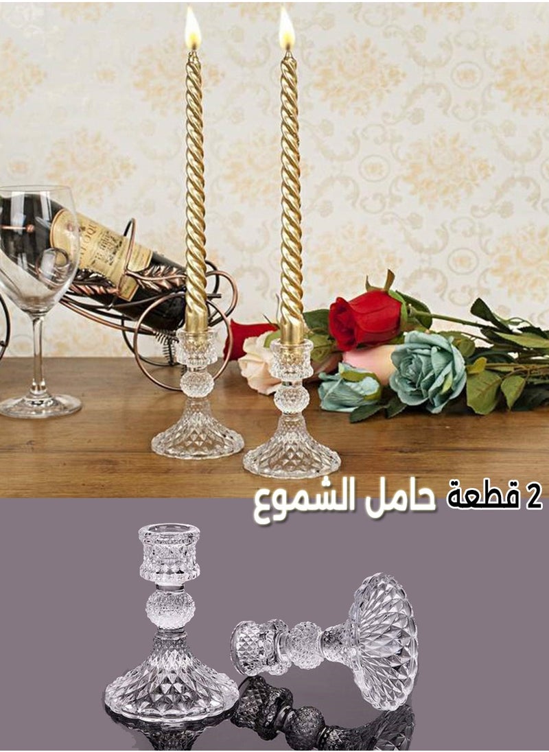 Vixplorn Clear Crystal Candle Holder Set of 2 pcs, Glass Candlestick Holder,  for Wedding Party Table Anniversary Dining Room Table Home Dinner Table Home Decor  - Image 1